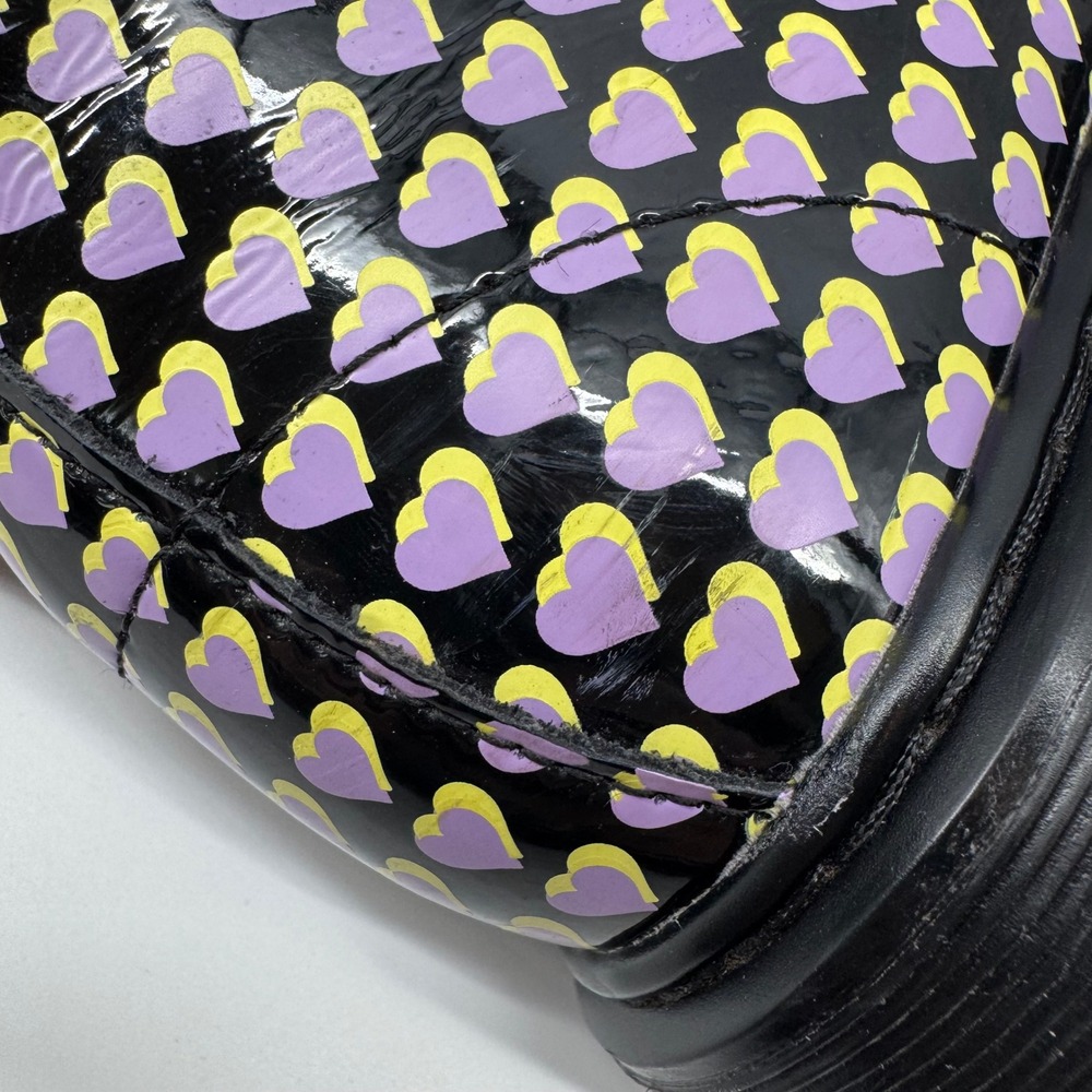 Dr. Martens 1460 J Boots Womens 5 Black Purple Yellow Heart Print Patent Leather - Picture 9 of 16